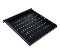 1U adjustable shelf 19", depth 500-900 mm, load capacity 100 kg, mounting at 4 points, screws included, black (RAL 9005)