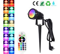 1x 6W RGB Blanc Chaud Projecteur de Jardin Avec Piquet de Terre, 220V Led Eclairage de Jardin Avec Electricité, Extérieur Etanche Spots de Jardin Eclairage d'Arbre Eclairage Extérieur