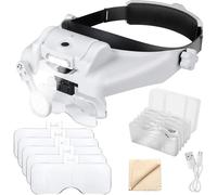 1X à 14X Loupe Serre-tête Avec Lumière LED, Support de Tête Mains Libres Visière Casque Pour Bijoux Professionnels, Travail Rapproché, Couture, Artisanat, Lecture et Réparation