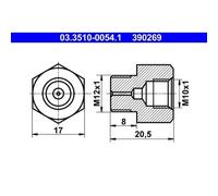 1x Adaptateur, conduite de frein ATE 03.3510-0054.1 convient pour