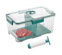1x Airtight Food Storage - Vacuum Food Containers With Pump | 35x22x17.5cm Transparent Timer Storage Container | Microwave Safe Containers With Divider & Lid For Marinate Fish, Meal Prep, Freezer