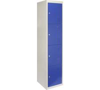 1x Armoire à casiers Vestiaire métallique Armoire en acier Vestiaire bleu 4 portes