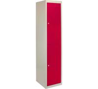 1x Armoire à casiers Vestiaire métallique Armoire en acier Vestiaire rouge 2 portes