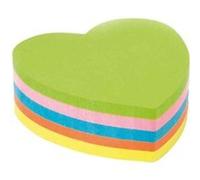 Kores - Fantaisie : Notes Autocollantes en Forme de Cœur, Bloc-Notes Autocollant Coloré, 70 x 70 mm, Paquet de 1 x 250 Feuilles en 5 Couleurs Assorties