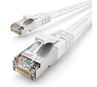 1x Câble Ethernet CAT7 plat 0,25m U/FTP 10 Gbit/s fiches RJ45 Cat6a blanc