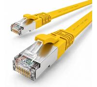 1x Câble Ethernet CAT7 plat 0,25m U/FTP 10 Gbit/s fiches RJ45 Cat6a jaune