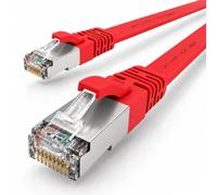 1x Câble Ethernet CAT7 plat 7,5m U/FTP 10 Gbit/s fiches RJ45 Cat6a rouge
