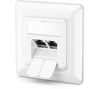 1x CAT6a Prise Réseau 2x RJ45 Femelle Blindé Montage Encastré 10 Gbit Ethernet Réseau Boîte LAN Câble Patch Câble Réseau Câble de Pose Blanc