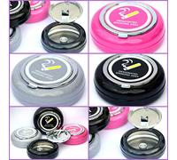 1x Cendrier de poche rond en métal couleur aléatoire selon disponibilités rose, noir, gris ou bleu, 6,5 cm x 2,3 cm