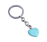 1X Ciel Bleu Porte-clés Coeur Turquoise Pierre Porte-clés Pendentif Fermoir Sac Ornements DIY Artisanat Souvenir Cadeau d'anniversaire Nouveau ParuTraitement Durable