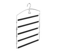 1x Cintre Multiple, en métal, Peu encombrant, rembourré, pour Robes Pantalons HxlxP: 44,5 x 37 x 2,7 cm, argenté - Noir