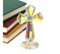 1x Crystal Cross Figurine - 6 Inch Holy Cross Figurine, Decorative Religious Statue, Crucifix Figurines With 360° Faceted Design For Catholic Families, Collectors, Pastors, Church Groups, Prayer Room