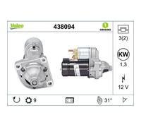 Valeo Démarreur 438094 12 V 1,3 kW sens horaire sans Stop & Start