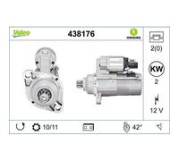 Valeo Démarreur 438176 – 2 kW, 12 V, sens inverse d'horloge, sans Stop & Start