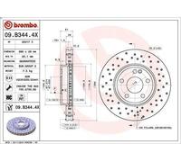 1X Disque de frei BREMBO 9.B344.4X pour W176) 2 2013-2018