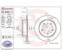 1X Disque de frei BREMBO 9.B453.11 pour LEXUS LS (_F2_) 4 1994-1997
