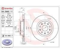 Brembo Disque de frein 09D99211 avant, ventilé, 1 pièce pour JEEP