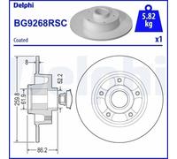 Delphi Disque de frein BG9268RSC arrière plein 1 pièce