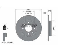1X Disque de frei TEXTAR 92092803 pour PEUGEOT 206 Van 1.4 2001-2009