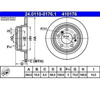 1X Disque de frein ATE 24.0110-0176.1 pour BMW 7 (E23) 2.8 1977-1986