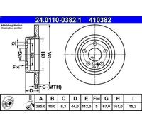 1X Disque de frein ATE 24.0110-0382.1 pour W176) 2 2012-2018