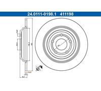 1X Disque de frein ATE 24.0111-0198.1 pour FORD FOCUS III 2.3 2015-2018