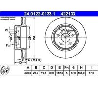 1X Disque de frein ATE 24.0122-0133.1 pour CLASSE S (W140) 5 1993-1998