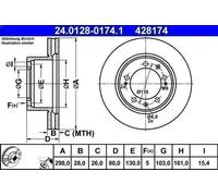 ATE Disque de frein avant ventilé pour Porsche 911 Type 964 Carrera