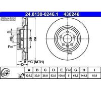 1X Disque de frein ATE 24.0130-0246.1 pour RANGE ROVER EVOQUE (L538) 2 2015-2019