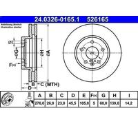 1X Disque de frein ATE 24.0326-0165.1 pour OPEL ASTRA J GTC 2 2012-2015