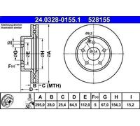 ATE Disque de frein PowerDisc 24.0328-0155.1 – 1 pièce