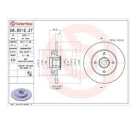 1X Disque De Frein Brembo 08.9512.27 Prime Line - With Bearing Kit pour Citro