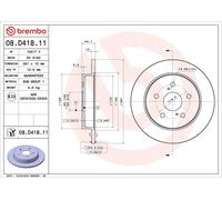 1X Disque de frein BREMBO 08.D418.11 pour LEXUS NX (_Z1_) 2 2014-