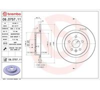 1X Disque de frein BREMBO 08.D757.11 pour OPEL ASTRA K (B16) 1 2015-2019