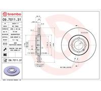 1X Disque de frein BREMBO 09.7011.31 pour SKODA CITIGO (NF1) 1 2011-2019