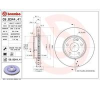 Disque de frein BREMBO 09B34441 avant, ventilé, à haute teneur en carbone, 1 pièce