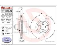 1X Disque de frein BREMBO 09.B822.11 pour AUDI A5 (8T3) 2 2008-2017