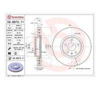 1X Disque De Frein Brembo 09.B972.11 Prime Line - Uv Coated pour Audi Audi (f