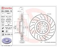 1X Disque de frein BREMBO 09.C306.1X pour VW CC B7 (358) 2 2011-2016