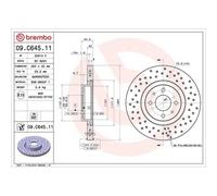 1X Disque De Frein Brembo 09.C645.11 Prime Line - Uv Coated pour Abarth