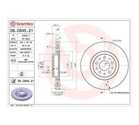 1X Disque De Frein Brembo 09.C645.21 Prime Line - Uv Coated pour Fiat