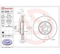 1X Disque de frein BREMBO 09.D250.11 pour VOLVO S90 II (234) 2 2016-2021