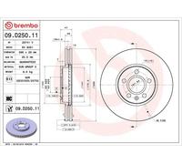 Disque de frein BREMBO 09D25011 avant, ventilé, à haute teneur en carbone, 1 pièce