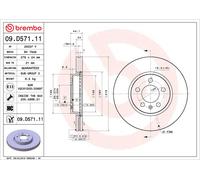 Disque de frein BREMBO 09D57111 avant, ventilé, à haute teneur en carbone, 1 pièce