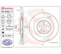 1X Disque de frein BREMBO 09.D940.11 pour PORSCHE MACAN (95B) 3 2014-2018