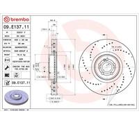 2x Disque de frein ventilé de l'intérieur 09.E137.11 BREMBO pour MERCEDES-BENZ