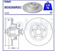 Disque de frein DELPHI BG9268RSC arrière, plein, 1 pièce