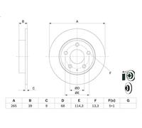 1X Disque de frein pour BOSCH 0 986 479 E54 pour MAZDA 3 (BM, BN) 2 2013-2019