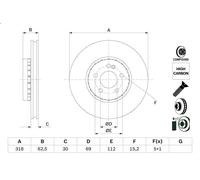 1X Disque de frein pour BOSCH 0 986 479 H47 pour W205) 2 2014-2018