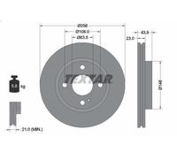 1X Disque de frein TEXTAR 92176005 pour FORD FIESTA VI Van 1 2013-2017